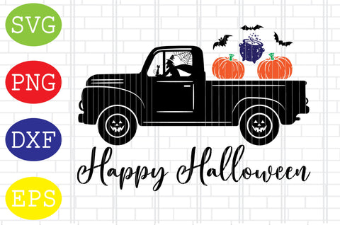2 Styles Happy Halloween Truck Svg, Halloween Monster Truck Svg, Spooky Svg, Cauldron Svg, Halloween Svg, Witch Svg, Ghost Svg, Png, Eps, Dxf Files SVG DigitalSvgFiles 