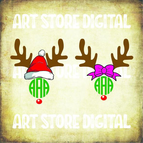 2 Styles Reindeer Monogram (2) Christmas Svg Png Eps Dxf Cut Files SVG Artstoredigital 
