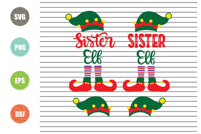 2 Styles Sister Elf Svg - Christmas Svg, Png, Dxf, Eps Cut Files SVG Artstoredigital 
