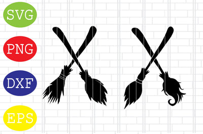 2 Styles Witch Brooms Svg, Broomstick Svg, Broom Svg, Flying Broom Svg, Spooky Svg, Cauldron Svg, Halloween Svg, Witch Svg, Ghost Svg, Png, Eps, Dxf Files SVG DigitalSvgFiles 