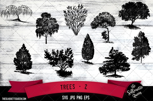 2. Trees - 2 SVG -Vector Art Commercial & Personal Use- Cricut,Silhouette,Cameo,Vinyl Cut SVG Loveleen Kaur 