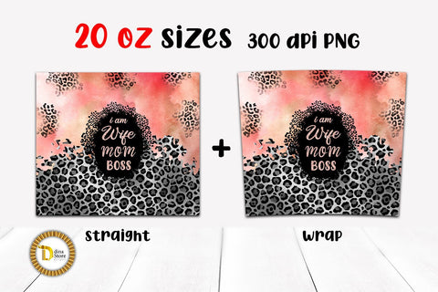 20 0z skinny Tumbler I am Wife Mom Boss Sublimation Dina.store4art 