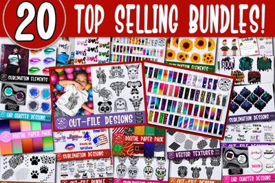 20 BEST SELLING Bundles for Crafters|Sublimation PNG SVG Last Frontier Design Co. 