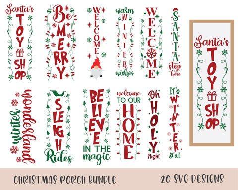 20 Christmas porch sign svg bundle SVG DIYCUTTINGFILES 