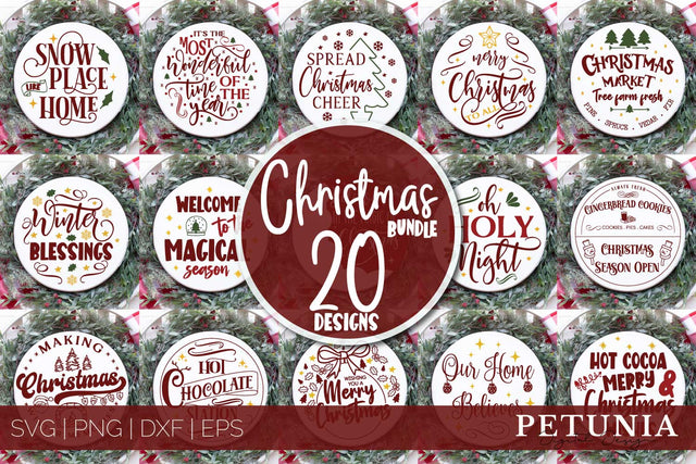 20 Christmas Round Signs Bundle | SVG Bundle SVG Petunia Digital Design 