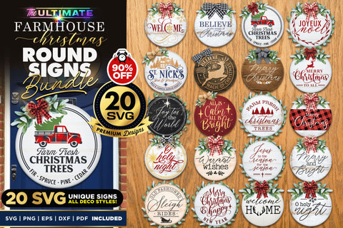 20 Christmas Round Signs Bundle Vol.2 | BEST SELLER | SVG Bundle SVG The Vintage Signs Shop 