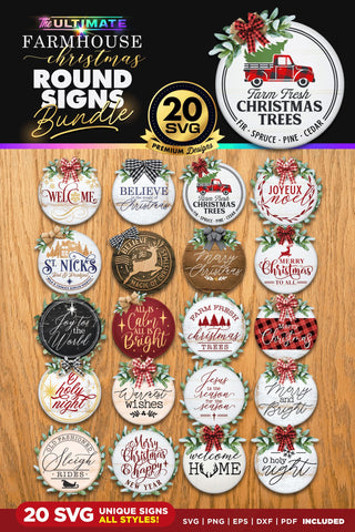 20 Christmas Round Signs Bundle Vol.2 | BEST SELLER | SVG Bundle SVG The Vintage Signs Shop 
