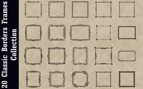 20 Classic Borders Frames Collection SVG naemmiah021 