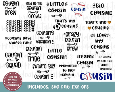 20 cousin svg bundle, cousins svg, big cousin svg, future cousin svg, baseball cousin, sports cousins svg, little cousin, cousin crew svgs, SVG WildOakSVG 