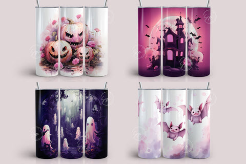 20 Cute Halloween Tumbler Bundle Wrap, 20oz Skinny Tumbler Designs, Seamless Sublimation Design PNG, Spooky, Creepy, Pink Tumbler, Digital File Sublimation Syre Digital Creations 