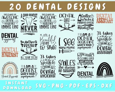 20 Dental Quotes SVG Bundle, Dental Sayings SVG, Dentist SVG, Dental Shirt SVG, Dental Assistant SVG, Dental Hygienist SVG, Dental Life SVG SVG HappyDesignStudio 
