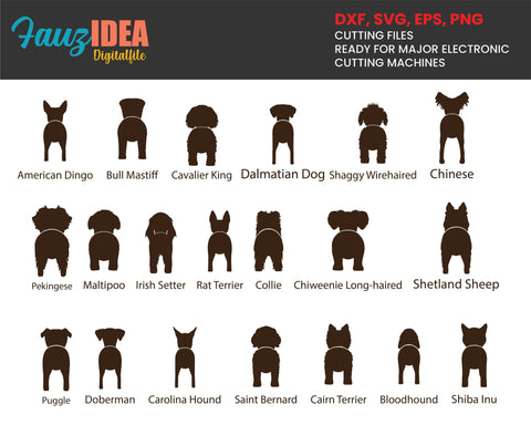 20 DOG SVG BUNDLE, Dog butt, Dog file bundle, Dog back bundle. dog images included. Dog design clip art. Instant download files, cut files SVG Fauz 