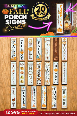 20 FALL Porch Signs Bundle | SVG Vertical Bundle | BEST SELLER SVG The Vintage Signs Shop 