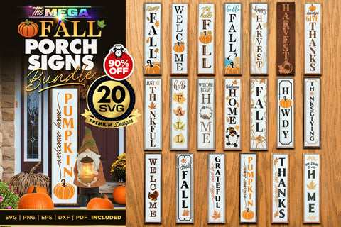20 FALL Porch Signs Bundle | SVG Vertical Bundle | BEST SELLER SVG The Vintage Signs Shop 
