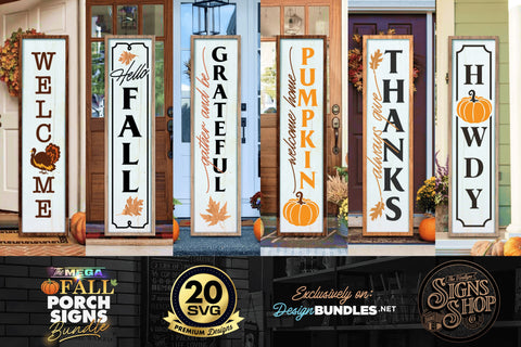 20 FALL Porch Signs Bundle | SVG Vertical Bundle | BEST SELLER SVG The Vintage Signs Shop 