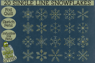 20 Foil Quill Snowflakes set 1 / Single Line Sketch SVG SVG Crunchy Pickle 