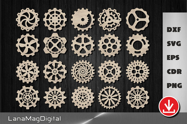 20 Gear Cog coasters svg, Steampunk svg, Fathers day gift idea SVG LanaMagDigital 