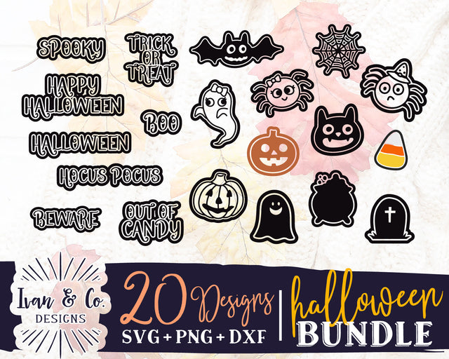 20 Halloween SVG Bundle | Ghost Svg | Pumpkin Svg | Bat Svg | Cat Svg | Corn Svg | Grave Svg | Spider Svg | Spiderweb Svg | Cauldron Svg | Commercial Use | Digital Cut Files (1281836360) SVG Ivan & Co. Designs 
