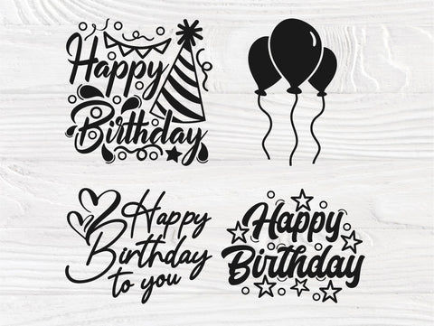 Happy Birthday Plotter File SVG DXF PNG Lettered (Download Now) 