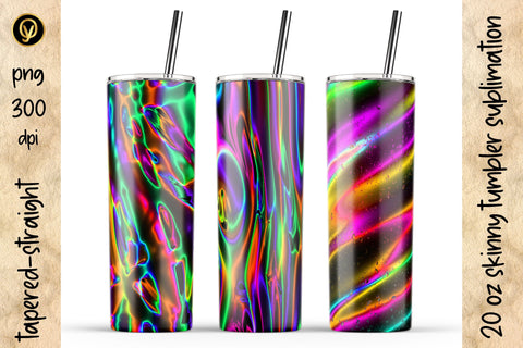 20 oz Abstract Neon Skinny Tumbler Sublimation Pack Sublimation oyonnidesign 