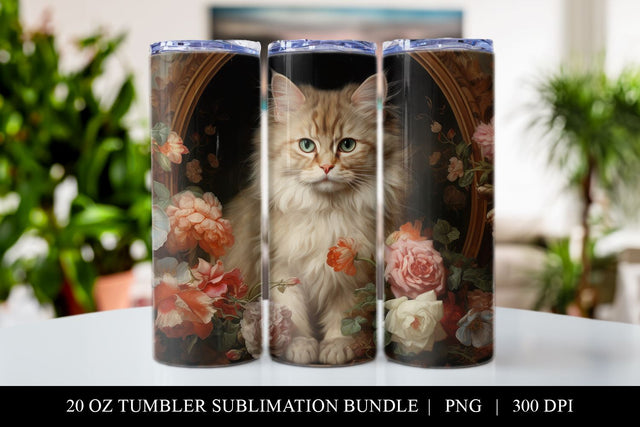20 oz Cat Lover Skinny Tumbler Sublimation Design PNG Sublimation BijouBay 