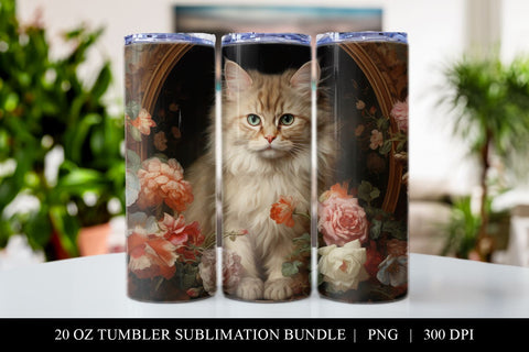 20 oz Cat Lover Skinny Tumbler Sublimation Design PNG Sublimation BijouBay 