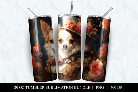 20 oz Dog Skinny Tumbler Sublimation Design PNG Sublimation BijouBay 