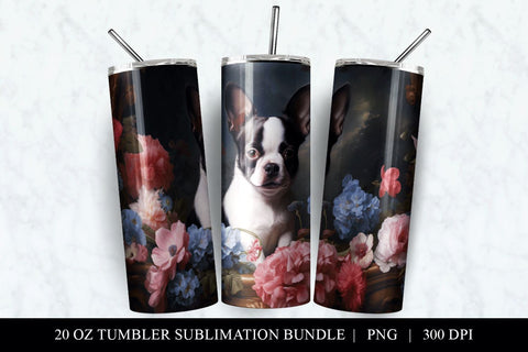 20 oz Floral Boxer Skinny Tumbler Sublimation Design PNG Sublimation BijouBay 