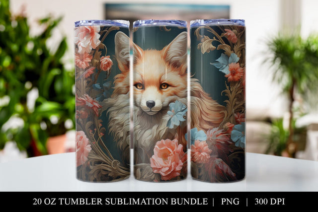 20 oz Fox Skinny Tumbler Sublimation Design PNG Sublimation BijouBay 