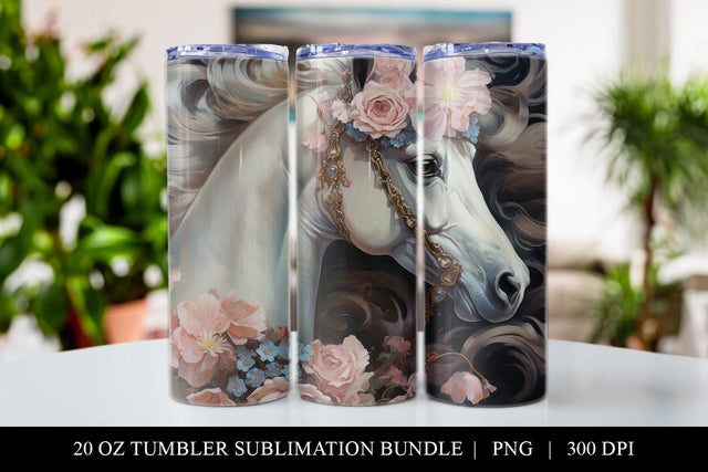 20 oz Horse Skinny Tumbler Sublimation Design PNG Sublimation BijouBay 