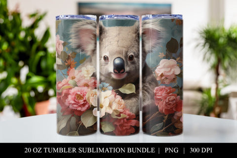 20 oz Koala Skinny Tumbler Sublimation Design PNG Sublimation BijouBay 