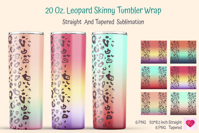20 Oz Leopard Ombre Skinny Tumbler Sublimation Sublimation Kseniia designer 