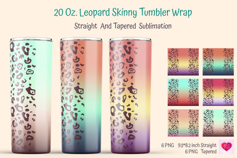 20 Oz Leopard Ombre Skinny Tumbler Sublimation Sublimation Kseniia designer 