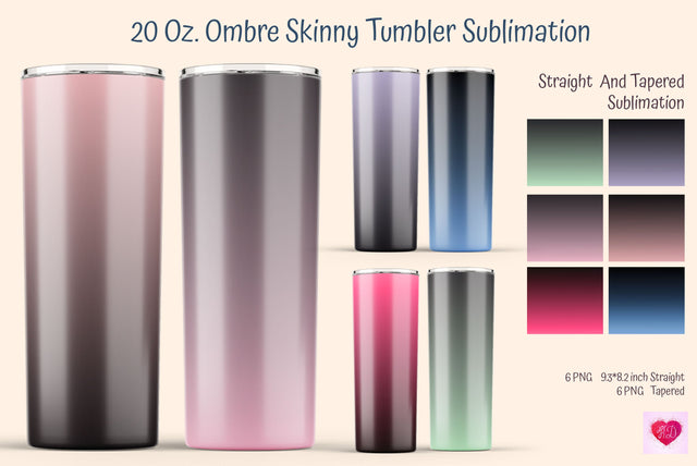 20 Oz Ombre And Dusty Rose Skinny Tumbler Sublimation Sublimation Kseniia designer 