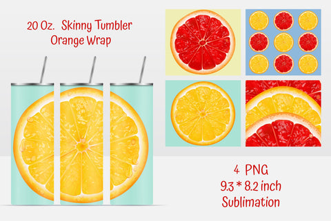 20 Oz Orange Skinny Tumbler Sublimation. Straight Designs Sublimation Kseniia designer 