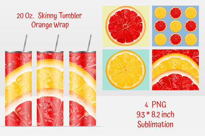 20 Oz Orange Skinny Tumbler Sublimation. Straight Designs Sublimation Kseniia designer 
