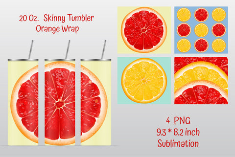 20 Oz Orange Skinny Tumbler Sublimation. Straight Designs Sublimation Kseniia designer 