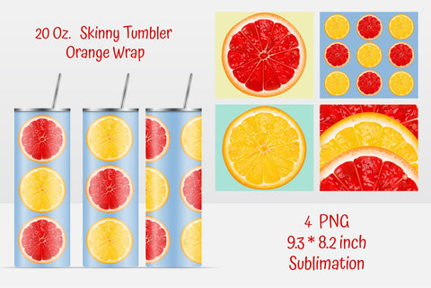 20 Oz Orange Skinny Tumbler Sublimation. Straight Designs Sublimation Kseniia designer 
