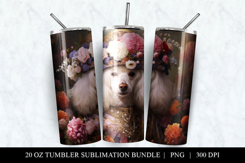 20 oz Poodle Skinny Tumbler Sublimation Design PNG Sublimation BijouBay 