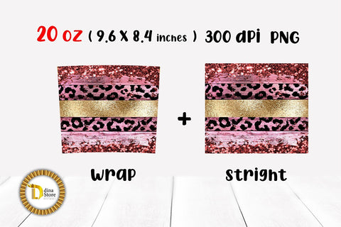 20 oz Rose Gold Leopard Skinny Tumbler Sublimation Dina.store4art 