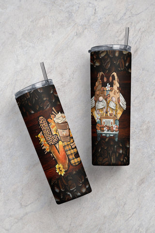 20 oz Skinny Sublimation Coffee Gnome Tumbler Wrap PNG, Coffee Lover, Tumbler png Sublimation CaldwellArt 