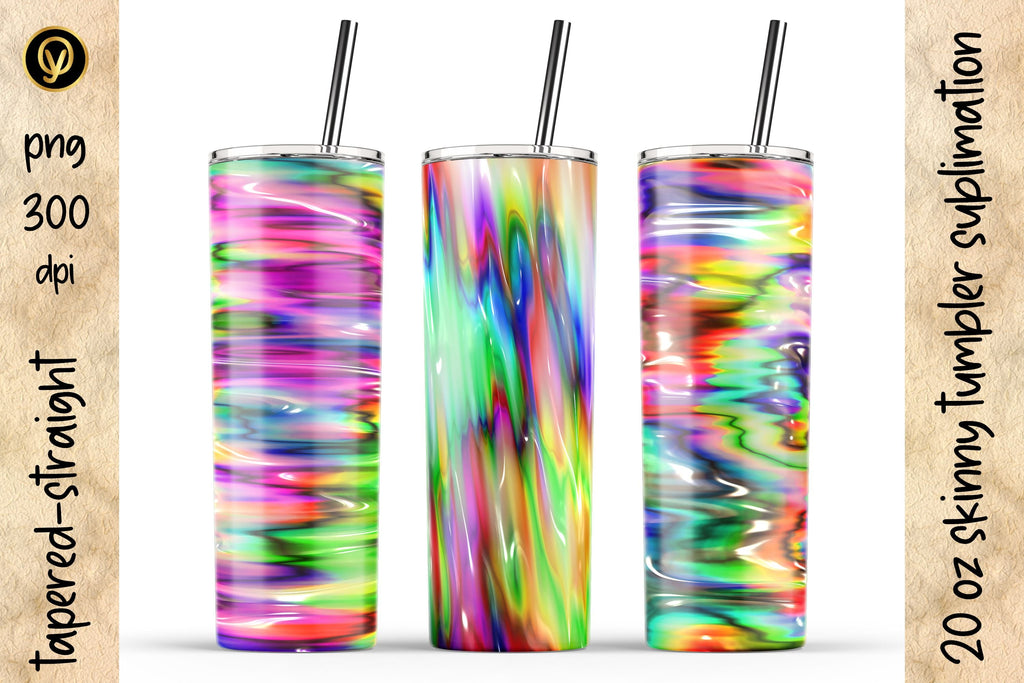 20 Oz Skinny Tumbler Abstract 3D Gel Glossy Texture Sublimation Design ...