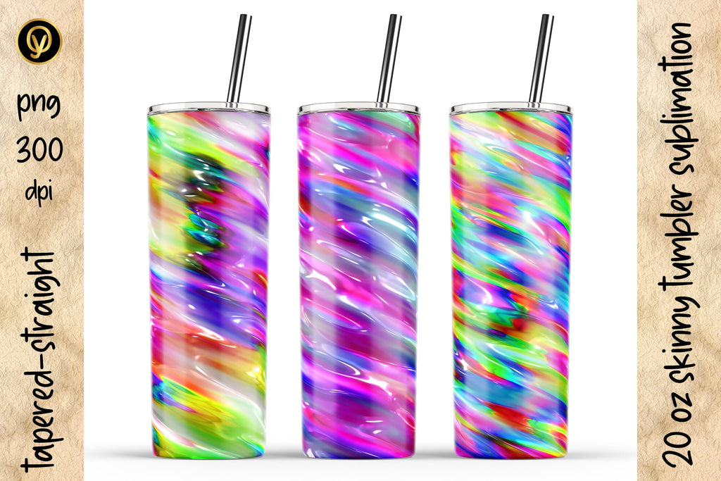 20 Oz Skinny Tumbler Abstract 3D Gel Glossy Texture Sublimation Design ...