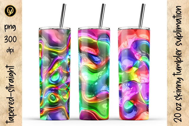 20 Oz Skinny Tumbler Abstract 3D Glossy Gel Sublimation Design Pack Sublimation oyonnidesign 