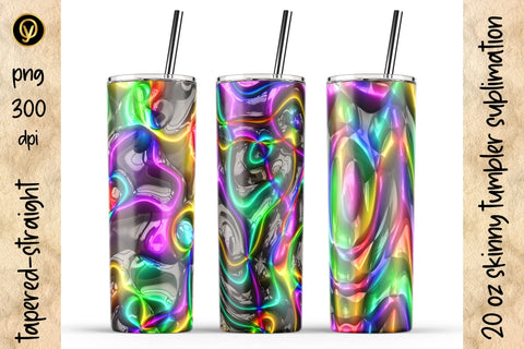 20 Oz Skinny Tumbler Abstract 3D Glossy Gel Sublimation Design Pack Sublimation oyonnidesign 