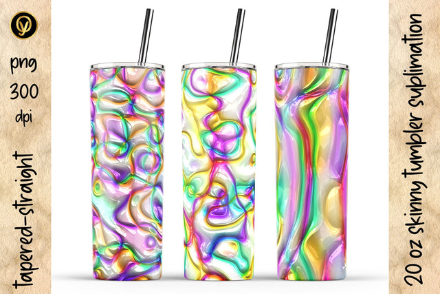 20 Oz Skinny Tumbler Abstract 3D Glossy Gel Sublimation Design Pack Sublimation oyonnidesign 