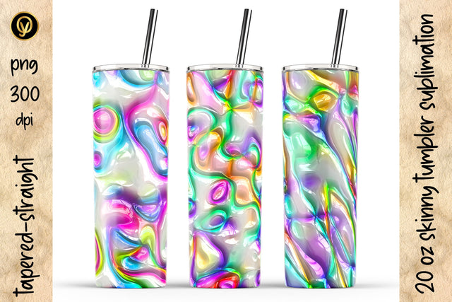 20 Oz Skinny Tumbler Abstract 3D Glossy Gel Sublimation Design Pack Sublimation oyonnidesign 