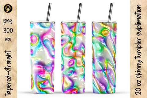 20 Oz Skinny Tumbler Abstract 3D Glossy Gel Sublimation Design Pack Sublimation oyonnidesign 