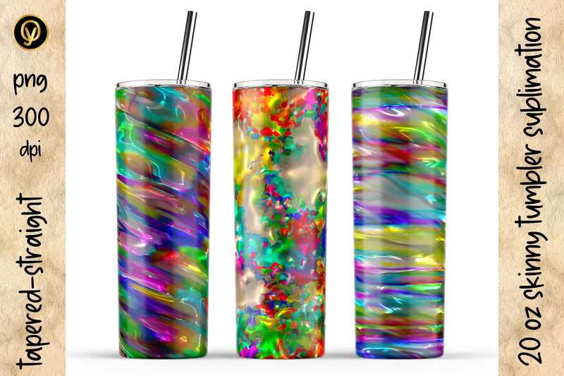 20 Oz Skinny Tumbler Abstract 3D Glossy Gel Sublimation Design Pack Sublimation oyonnidesign 