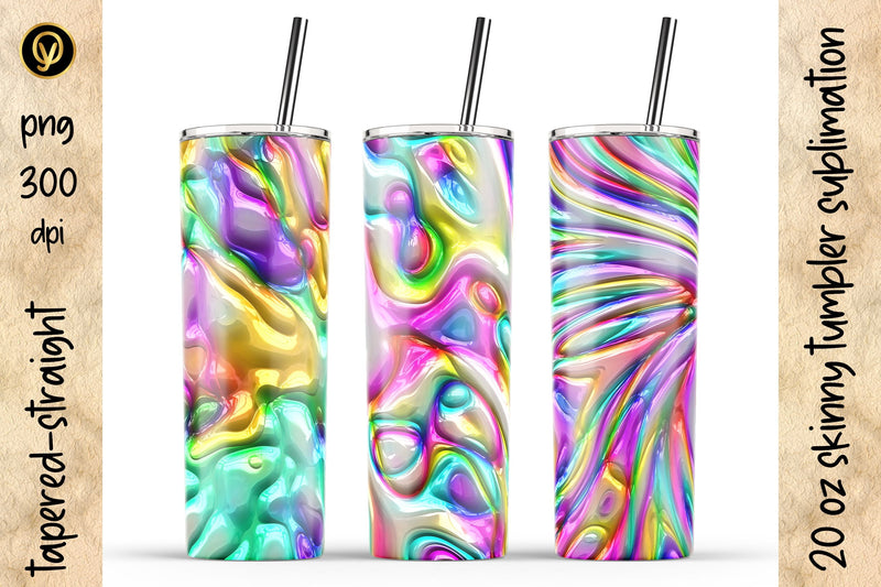 20 Oz Skinny Tumbler Abstract 3D Glossy Gel Sublimation Design Pack Sublimation oyonnidesign 